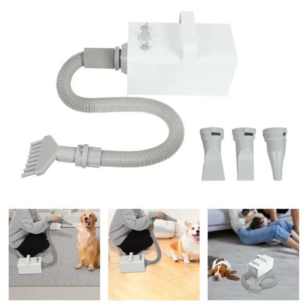 Set of four different nozzles for the pet grooming dryer, showing various shapes