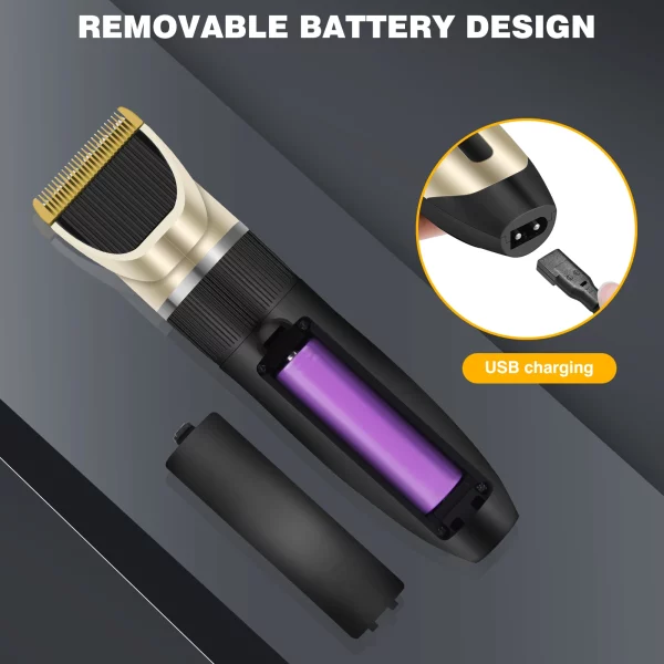 Hand holding the ergonomic pet hair trimmer during use