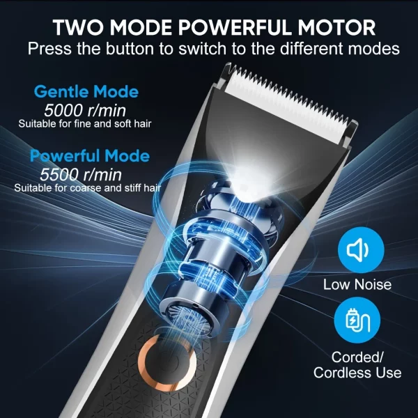 Side view of cordless pet grooming clippers