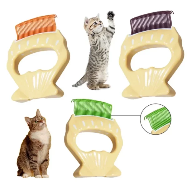 Pet grooming comb being used to remove loose hair from a pet's fur