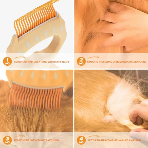 Various colour options of the pet grooming comb displayed