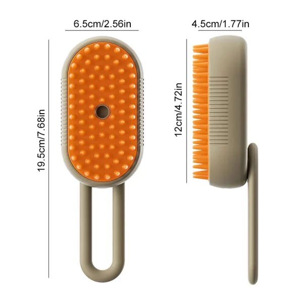 3-in-1 cat steam brush, brush head detached for easy cleaning under water
