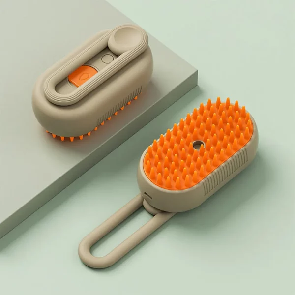 3-in-1 cat steam brush, detail of the comfortable, rotatable handle