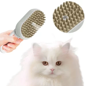 3-in-1 cat steam brush, close-up of soft grooming bristles