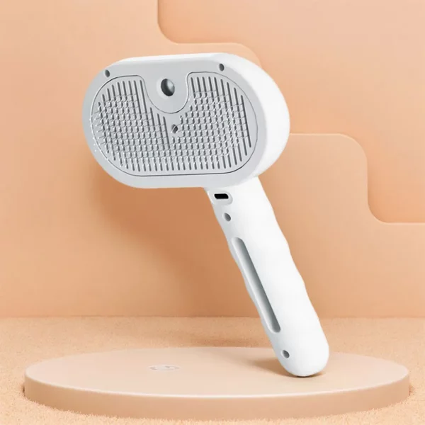White 3-in-1 cat steam brush displayed on a neutral background