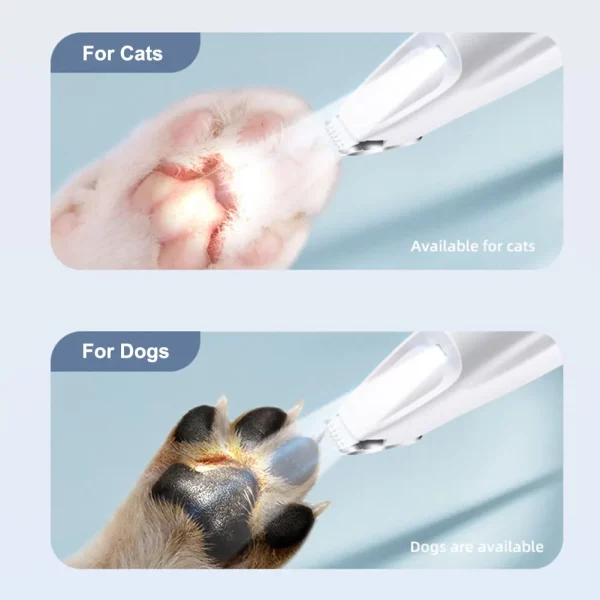 Cat Paw Trimmer in use, demonstrating gentle grooming on a pet's paw