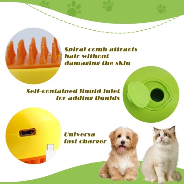 Dog being groomed with steam pet comb on its back
