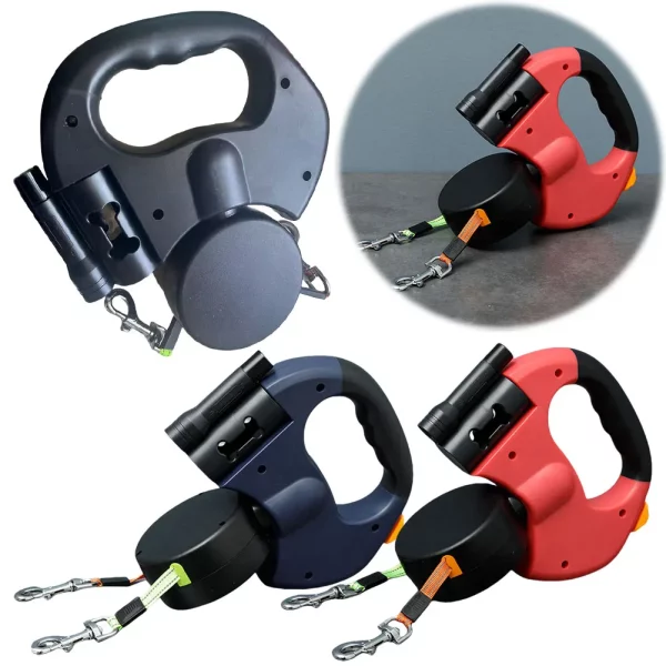 Dual dog leash extended, showing the two separate leads