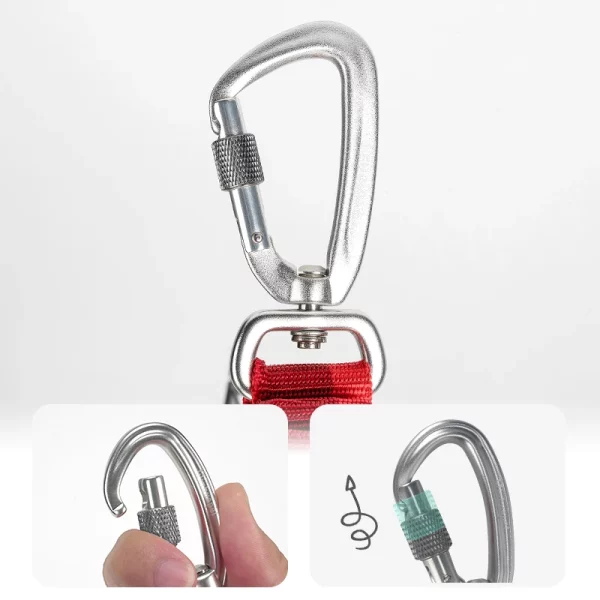 The handle of the bungee dog leash with an integrated rope loop for attaching accessories.