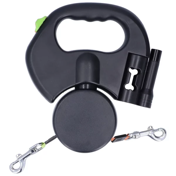 Retractable Pet Leash Automatic Retractable Pet Leash 1 Tow 2 Retractable Double Dog Leash with Flashlight and Bag
