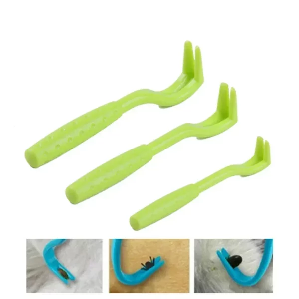 Collection of colourful plastic flea and tick removal tools.