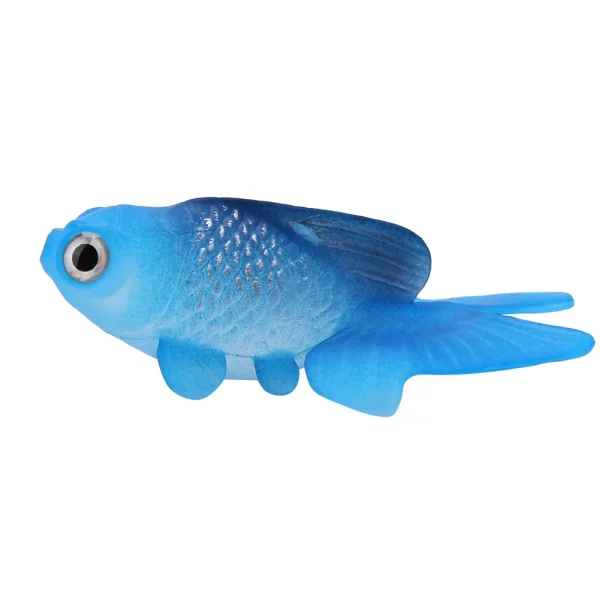 Artificial small fish ornament, floating in water, dynamic movement simulation