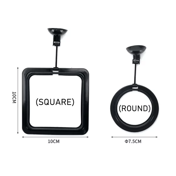 Aquarium fish feeder ring with suction cup detail