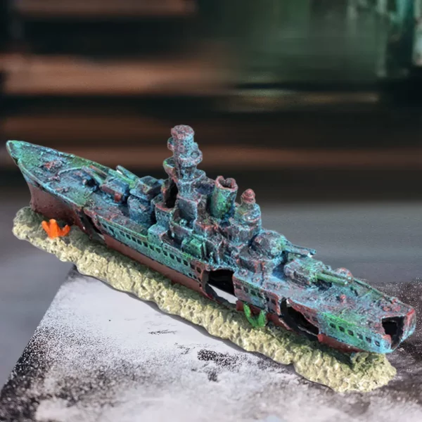 Aquarium Resin Sunken Pirate Ship Multifunction Warship Handicrafts Shipwreck Decorations for Fish Tank Cave Decor