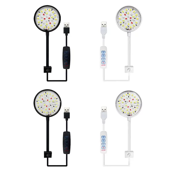 Detail shot of the USB clip on aquarium light's waterproof lampshade and durable construction.