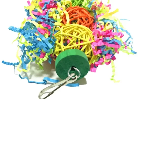 Variety of parrot toys in the set, showcasing different textures and colours