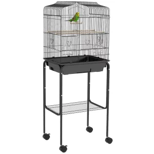 Budgie for finch Canary Parakeet Cage with Stand Wheels Storage Tray Accessories Black, As pictures showed, UNITED
