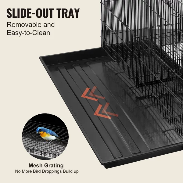 Easy-clean sliding tray and grid for hygiene in the bird cage