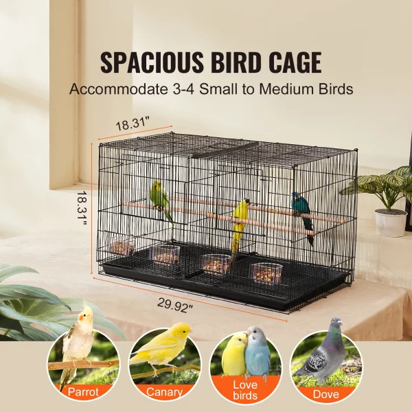 Side view showing the spacious interior of the bird cage