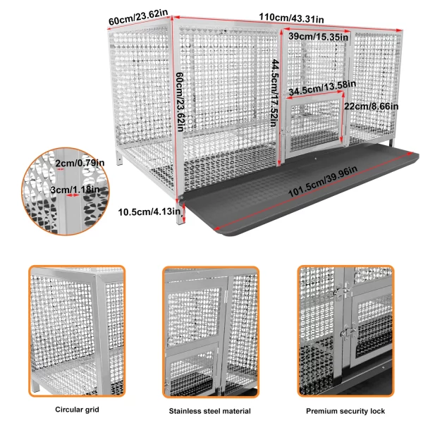 Chicken coop with removable tray extended for cleaning