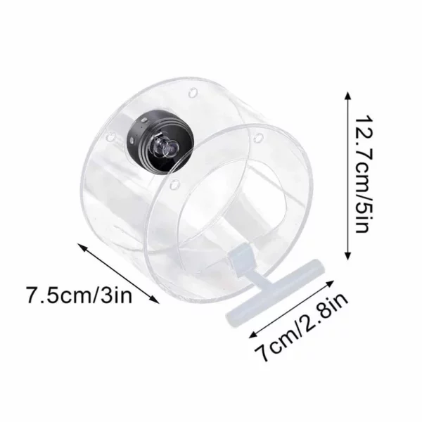 Detail shot of the smart bird feeder camera's acrylic construction and feeding tray.