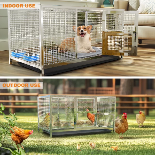 Chicken run cage side profile with secure mesh