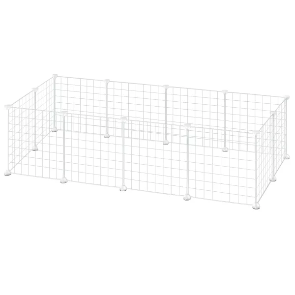 Modular small animal enclosure, close-up of panel connection, secure pet habitat