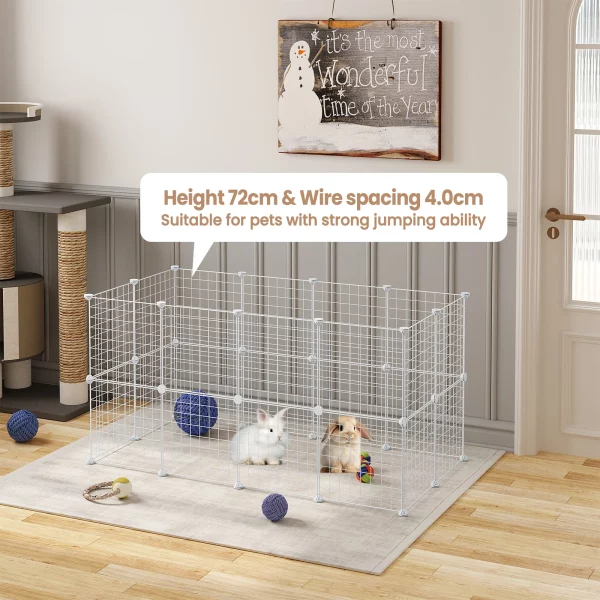 Rabbit in DIY small animal enclosure, adjustable pet cage, comfortable pet space