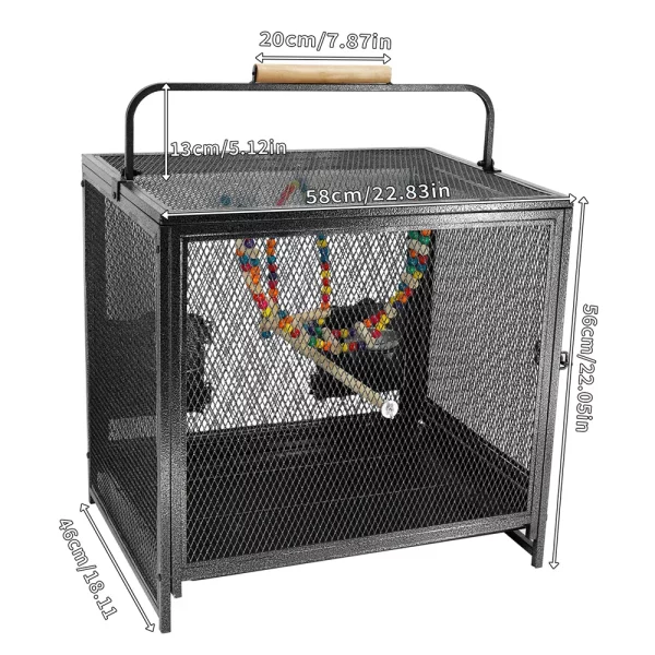 Bird cage in use with birds inside, demonstrating spaciousness