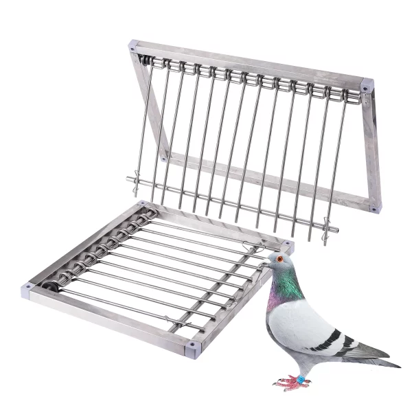 Detail of the wire frame construction on a pigeon trap door