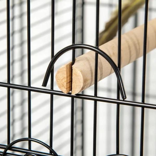 Bottom section of the large bird aviary, featuring the storage shelf and smooth-rolling universal wheels.
