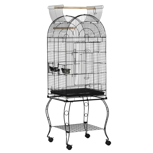 Bird Cage Pet Aviary Feeding Stand on Wheels with Perch 1.53m Large Indoor Outdoor Aviary for Birds, As pictures