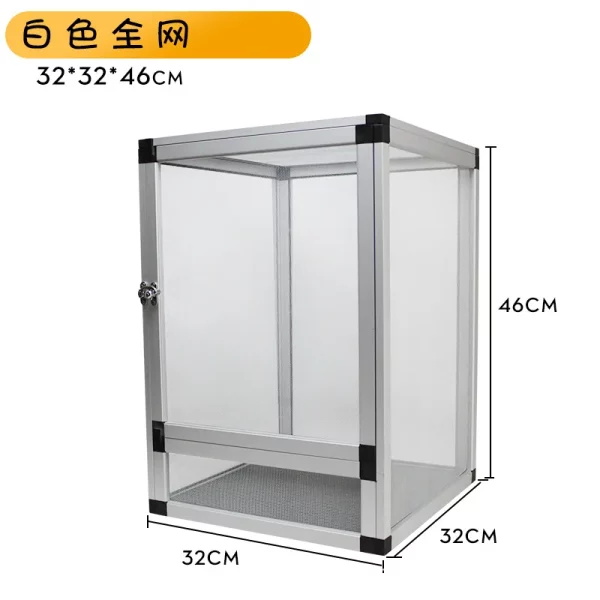 Reptile Pet Housing Chameleon Lizard Snake Aluminum Detachable Screen Cage Ventilated Breathable Reptile Terrarium,