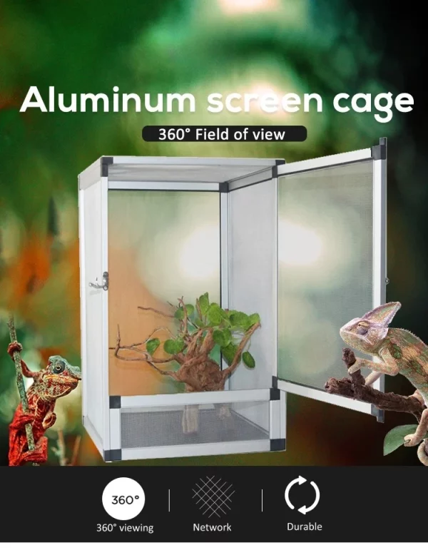 Detail shot of the mesh pattern and corner joint of the terrarium