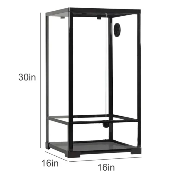 16x16x30 inch reptile terrarium, side view showing screen ventilation panel
