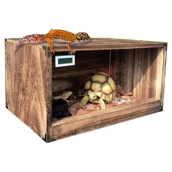 Qbellpet Custom Reptilian Box Reptile Cage Snake Chameleon s Terrarium 40 Gallon Large Acrylic Enclosure, Dark Brown