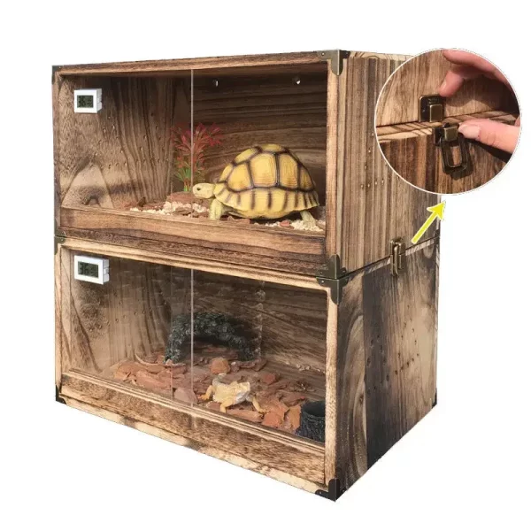 Spacious reptile enclosure, angled view highlighting capacity