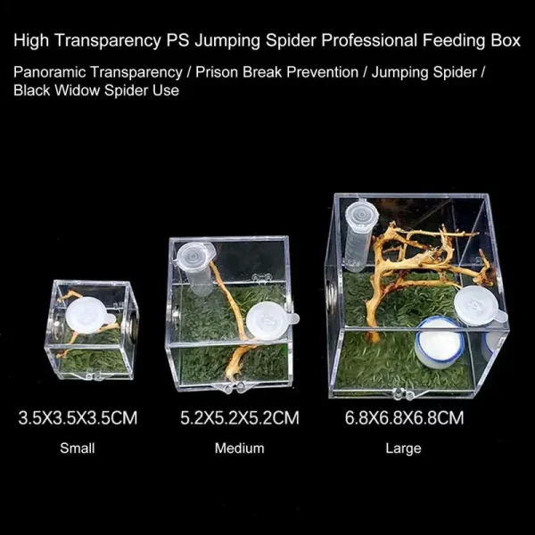 Group of three clear acrylic reptile breeding boxes in different sizes
