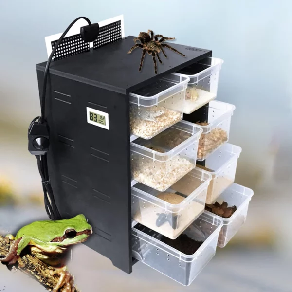 Flat-pack components for reptile terrarium, ready for assembly
