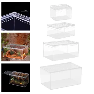 Reptile Feeding Box Animal Habitat Cage Transparent Reptile Terrarium Enclosure Cage for Chameleons Hermit Crabs