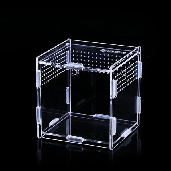 Vented acrylic reptile breeding box for optimal airflow