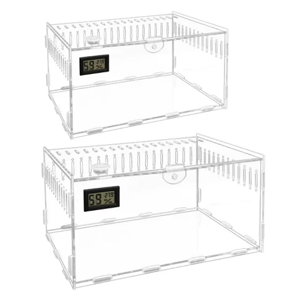 Clear acrylic reptile terrarium, front view