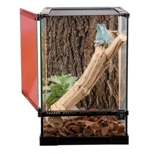 Front view of the glass reptile tank enclosure