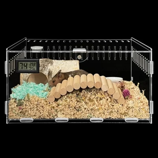 Close-up of the acrylic material and construction of the reptile habitat