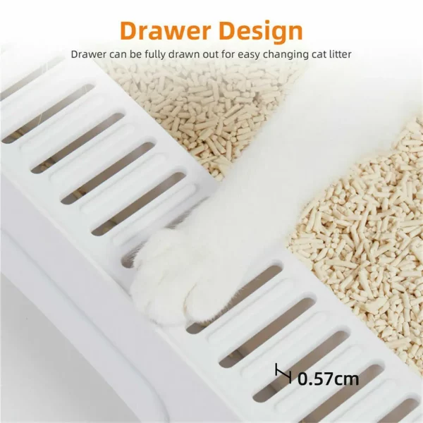 Interior view of the spacious enclosed cat litter box.