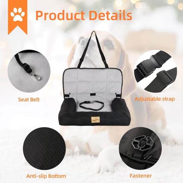 Dog car seat with removable cushion, showing interior
