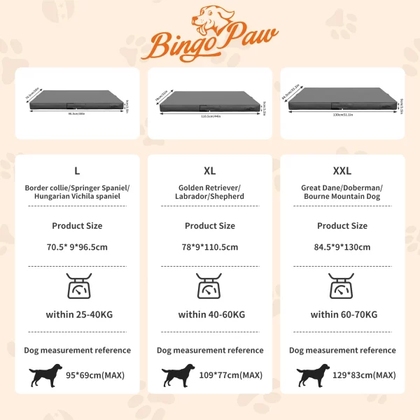 Folded dog bed with handle, demonstrating its portability.