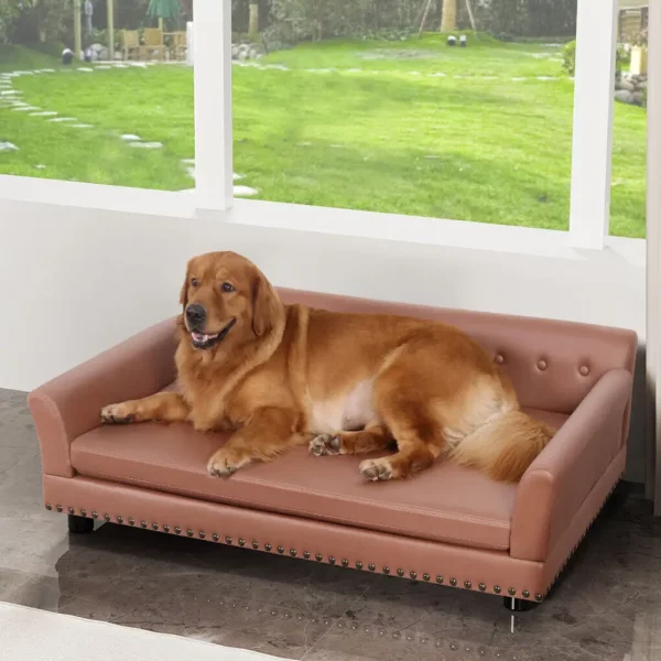 Pet bed in a living room setting, demonstrating its style