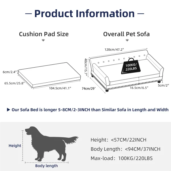 Side profile of the jumbo dog bed showing its structure