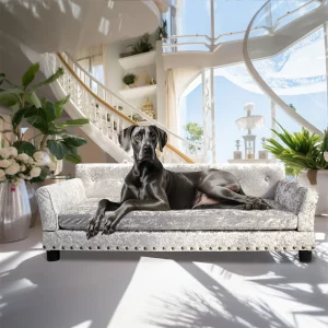 BingoPaw Large Dog Sofa Bed Deluxe Tufted Elevated Jumbo Dog Couch Bed Made Velvet - Pet Giant Snuggle Sofa Lounger